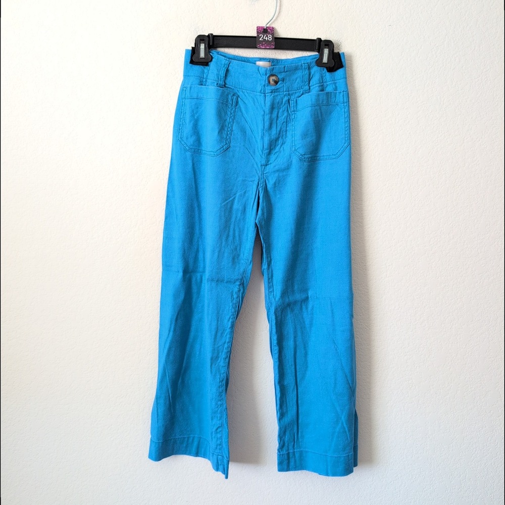 Maeve Anthropologie The Colette Wide Leg Pants Turquoise Blue High Rise Size 26 - Picture 3 of 8